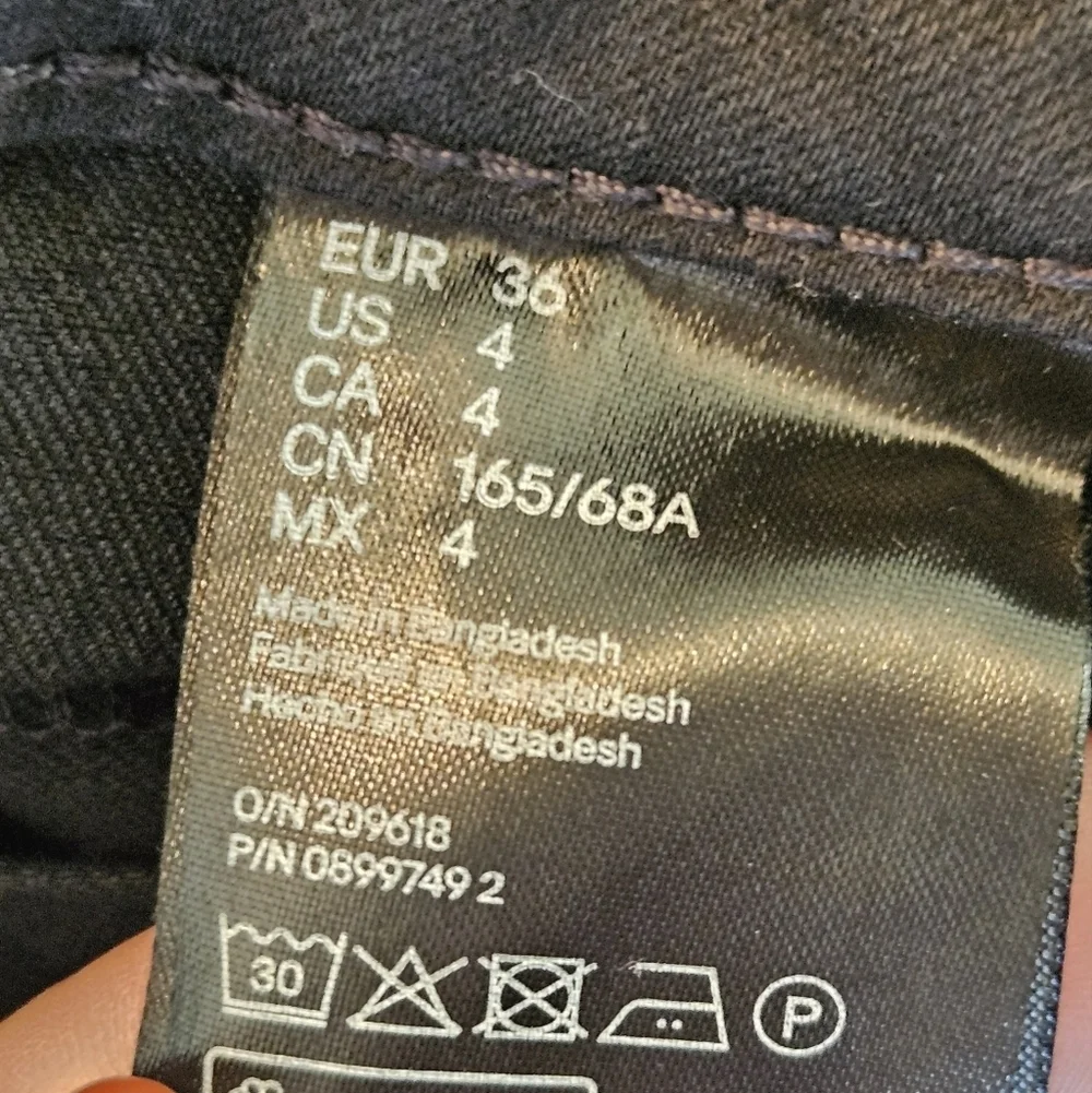 H&M &denim Skinny Coupe Moulante High Waist Ankle Black Jeans US 4 NWT